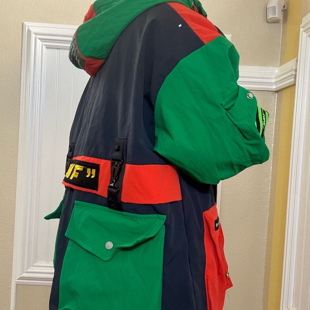 Vibrant Green and Orange Colorblock Jacket - Picture 7 of 9